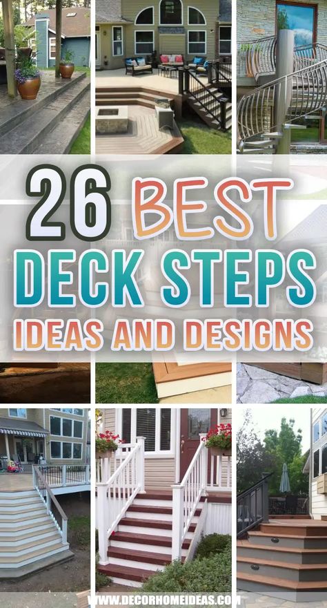 Small Back Decks With Stairs, Steps From Porch To Patio, Stairs Off Deck Ideas, Back Porch Steps Down To Yard, Back Porch Stairs To Yard, Deck Stair Design Ideas, Outside Stairs Design Patio, Back Patio Steps From House, Backyard Deck Ideas With Stairs