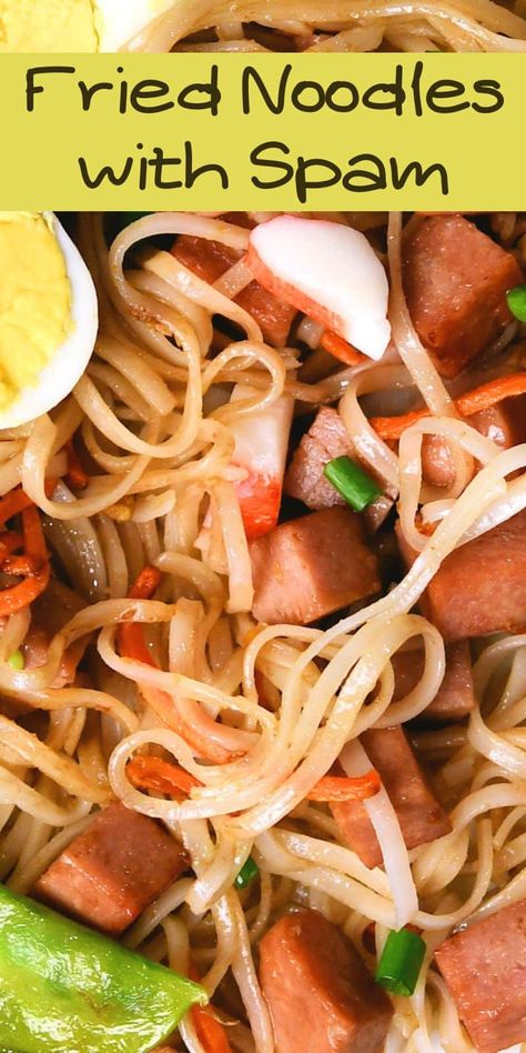 Spam Noodle Recipes, Spam Spaghetti, Spam Noodles, Spam Pasta Recipes, Recipes With Spam, Hawaiian Spam Recipes, Spam Recipes Dinners, Fried Noodles Recipe, Spam Recipes