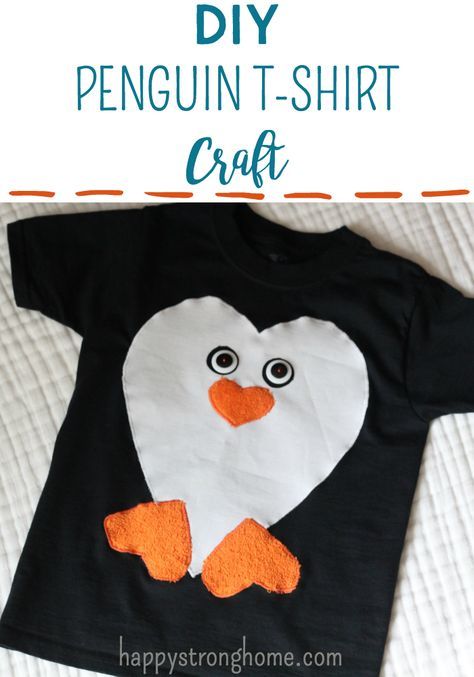 Make this penguin t shirt craft for themed parties and costume events! Simple to cut out and iron on with simple sewing finish. Penguin Shirt Diy, Diy Penguin Costume, Diy Penguin, Penguin Awareness Day, Penguin Birthday Party, Penguin Day, Shirt Craft, Penguin Shirt, Penguin Costume