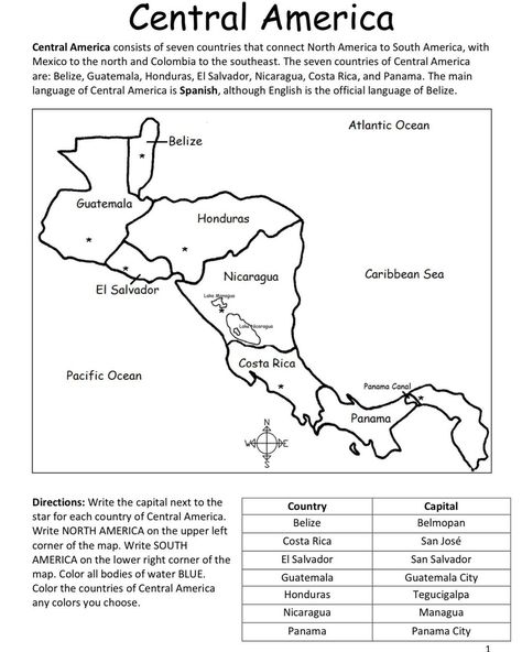 Interactive Printables’s Instagram profile post: “Introduce the countries and capitals of Central America! 🌎 Link in Bio! 🌎 Your learners will read a brief overview of Central America,…” Latin America Map, Central America Map, Teaching Maps, Columbia South America, Geography Worksheets, South America Map, Map Worksheets, Backpacking South America, Map Activities