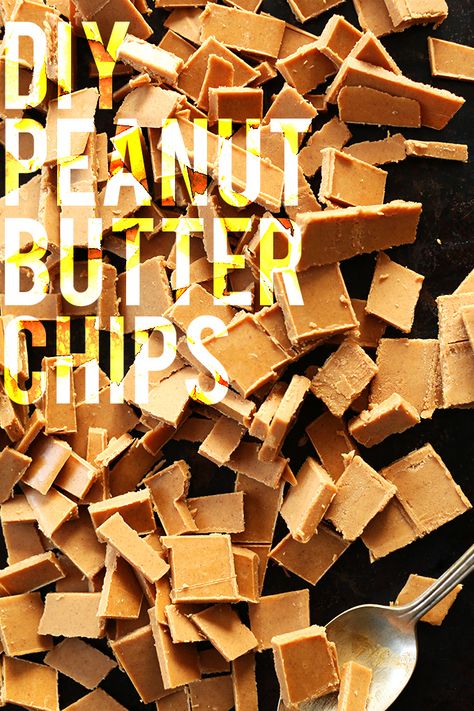 DIY PB Chips! 4 Ingredients, keep in the freezer for months, great for baking! #minimalistbaker Diy Peanut Butter, Baking Vegan, Baking Hacks, Gluten Free Peanut Butter, Minimalist Baker, Vegan Peanut Butter, Baked Chips, Peanut Butter Chips, Agave Nectar