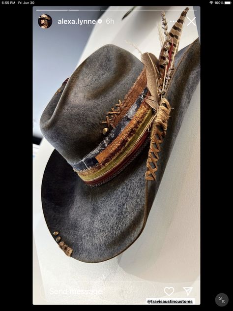 Hat Making Tutorial Step By Step, Men’s Cowboy Hats, Custom Burned Cowboy Hat, Custom Felt Hats For Women, Distressed Cowboy Hat, Akubra Hat, Sombrero Cowboy, Cowboy Hat Design, Hat Burning