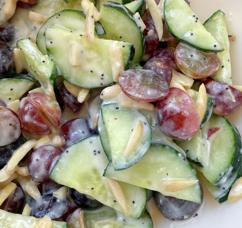 Cucumber Grape Salad | 12 Tomatoes Cucumber Grape Salad, Awesome Salads, Food Bites, Recipes Sides, Yummy Veggies, 12 Tomatoes Recipes, Recipes Salads, Best Macaroni Salad, Macaroni Salad Recipe