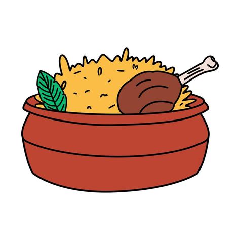 Chicken Biryani icon. A dish of Indian and Arabic cuisine. Vector illustration in flat style Chicken Biryani Drawing, Indian Food Sketch, Biryani Drawing, Indian Food Doodle, Biryani Illustration, Indian Food Drawing, Dream Sketch, Jerry Cartoon, Holiday Homework