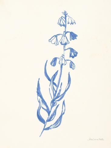 size: 12x9in Art Print: Bluebells II by Sara Zieve Miller : Aesthetic Floral Drawing, Bluebell Drawing, Minimalist Bluebell Tattoo, Bluebell Tattoo Black And White, Bluebell Flower Drawing, Blue Bonnet Illustration, Bluebell Line Drawing, Bluebell Art, Bluebells Illustration