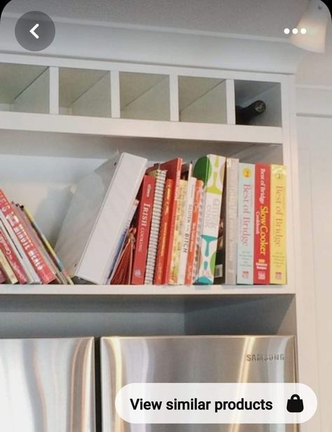 Shelf Above Refrigerator Ideas, Over Fridge Storage Ideas, Above Refrigerator Storage, Above Fridge Ideas, Above Fridge Storage, Storage Above Fridge, Barn House Kitchen, Above Fridge, Above The Fridge