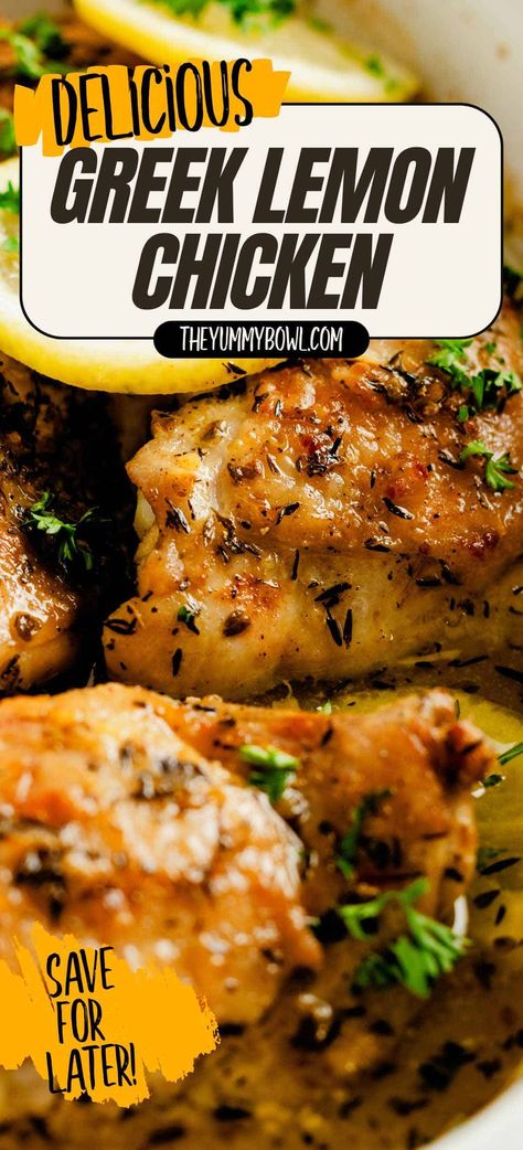 Taste the flavors of Greece with this simple and flavorful Greek Lemon Chicken, marinated in lemon juice, olive oil, and herbs, then roasted to perfection. A quick and easy recipe for a delicious meal!