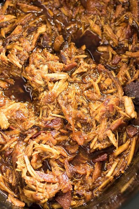 Pulled Pork Tenderloin Slow Cooker, Bourbon Pulled Pork, Pulled Pork Tenderloin, Bourbon Pork, The Salty Marshmallow, Bbq Pulled Pork Recipe, Bourbon Bacon, Salty Marshmallow, Crock Pot Pulled Pork Recipe