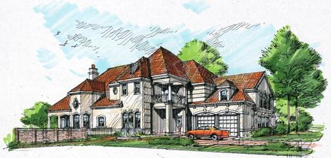 Saint Tropez House Plan -  - Archival Designs Barrel Vault Ceiling, Mediterranean Mansion, Mediterranean Style House, Mediterranean Luxury, Mediterranean House Plan, Luxury Plan, Courtyard Entry, Mediterranean Style House Plans, Mediterranean House