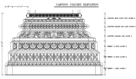 Composite Column Elevation Design AutoCAD File Composite Column, Column Detail, Gold And Black Wallpaper, Temple Drawing, Durga Ji, Ancient Drawings, Indian Temple Architecture, Art Deco Artwork, Ancient Indian Architecture