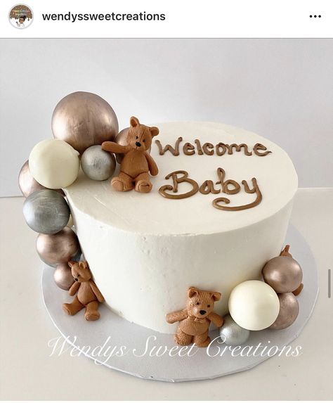 Teddy Bear Baby Shower Cake, Welcome Home Cakes, Bear Baby Shower Cake, Baby Cupcake Toppers, Baby Shower Decorations Neutral, Home Bakery Business, Elephant Baby Shower Boy, Bear Baby Shower Theme, Baby Cupcake