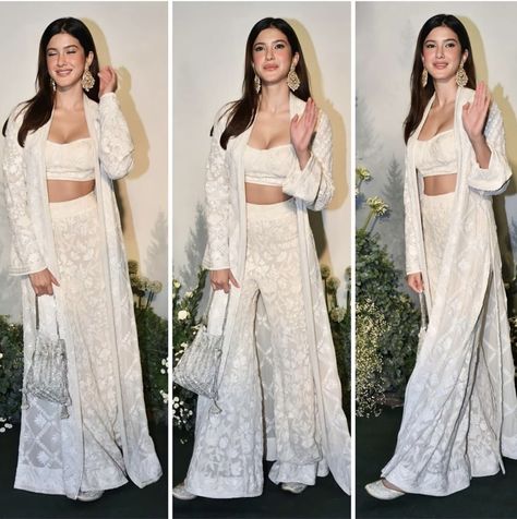 @pinterest #sharemypinterest Ethnic Co Ord Sets, White Plazo, White Indian Outfit, Indian Fits, Lehenga Design, Reception Outfit, Trendy Outfits Indian, Gown Party Wear, Outfits Indian