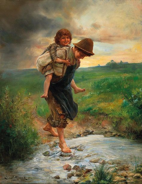 Ernst Nowak - Piggyback - Category:20th-century genre paintings - Wikimedia Commons Beautiful Horses Photography, Mother Art, Beautiful Fairies, Painting Videos, Painting For Kids, Beautiful Horses, Student Art, Oil Painting On Canvas, Impressionism