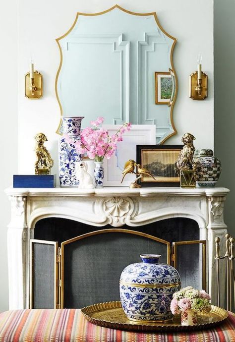 A perfect guide on how to accessorize a mantel and keep a timeless look for your fireplace. For more ideas visit https://ablissfulnest.com #interiortips #designideas #mantelstyling Mantle Styling, Outside Fireplace, Living Tv, Fireplace Mantle Decor, Mantel Ideas, Fireplace Mantel Decor, Blue And White Chinoiserie, The Mantle, Chinoiserie Chic