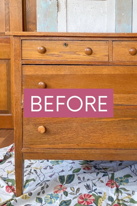 Looking for an easy DIY furniture makeover to refurbish and old dresser? I’m sharing a fun and easy DIY dresser makeover to show you how to turn an old or antique dresser into a dark green modern dresser. Click through for the full refurbished furniture makeover tutorial! Painted furniture Updated Furniture Ideas, Refurbished Furniture Dressers, Diy Sideboard Makeover, How To Paint Old Furniture, How To Redo A Dresser, Painting A Dresser Ideas, How To Paint A Dresser, Redoing Dressers Ideas, Redo Dresser Ideas