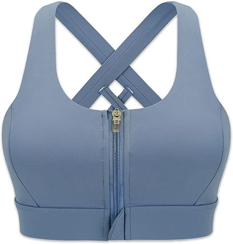 Cordaw Zipper in Front Sports Bra High Impact Strappy Back Support Workout Top Zipper Hacks, High Impact Workout, Zipper Sports Bra, Gym Bra, Front Zip Sports Bra, Gray Sports Bra, High Impact Sports Bra, White Sports Bra, Yoga Sports Bra