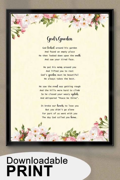 God's Garden Poem by Melissa Shreve God Looked Around His Garden Poem, Gods Garden Poem, Dear Grandpa, Garden Poems, Ethereal Garden, Dad Poems, Mom Poems, Memorial Ceremony, Garden Plaques