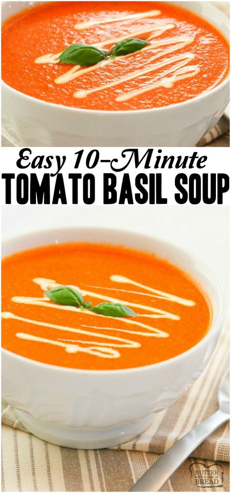 Basil Soup Recipe, Basil Butter, Homemade Tomato Soup Recipe, Fresh Tomato Soup, Tomato Basil Soup Recipe, Tomato Soup Easy, Tomato Soup Homemade, Basil Soup, Tomato Basil Soup