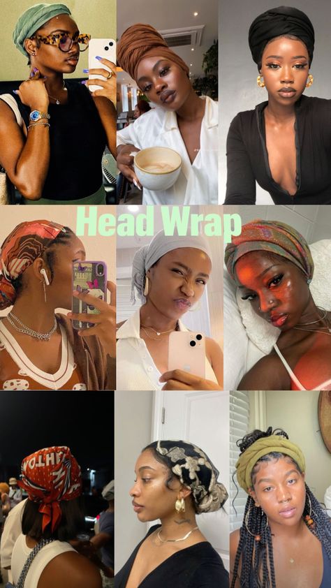 Natural hairstyles ideas #naturalhair #blackwomen #beauty Headwrap Hairstyles, African Hair Wrap, Protective Hairstyles For Natural Hair, Hair Wrap Scarf, Hair Scarf Styles, Mode Turban, Head Scarf Styles, Protective Hairstyles Braids, Pretty Braided Hairstyles