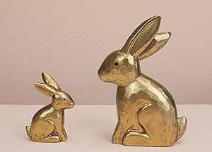 Golden Bunny, Bunny Figurines, Easter Bunny Figurines, Easter Rabbits, Bunny Statue, Easter Theme, Spring Centerpiece, Rabbit Decor, Bunny Figurine