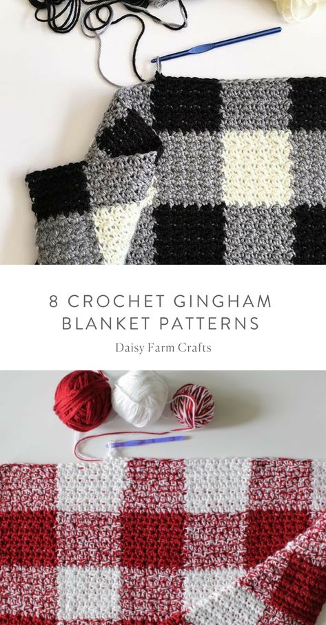 Gingham Blanket, Motifs Afghans, Crochet Black, Crochet For Beginners Blanket, Black Gingham, Crochet Simple, Haken Baby, Afghan Patterns, Crochet Afghans