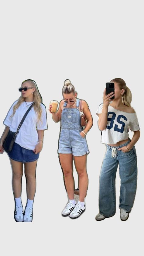 #samba #adidas #summerstyle #streetwear #visionboard #overalls #jeanshorts #miniskirt #denimskirt Samba Adidas, Adidas Samba Outfit, Samba Outfit, Adidas Samba, Denim Skirt, Jean Shorts, Overalls, Summer Fashion, Mini Skirts