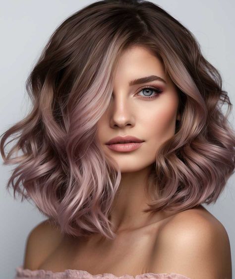 30 Must-Try Shoulder Length Summer Hair Color Ideas For Brunettes Shoulder Length Summer Hair, Rose Gold Hair Brunette, Trendy Fall Hair Color, Summer Hair Color Ideas, Blonde Hair Goals, Cute Hair Colors, Peach Hair, Sunny Season, Bangs With Medium Hair