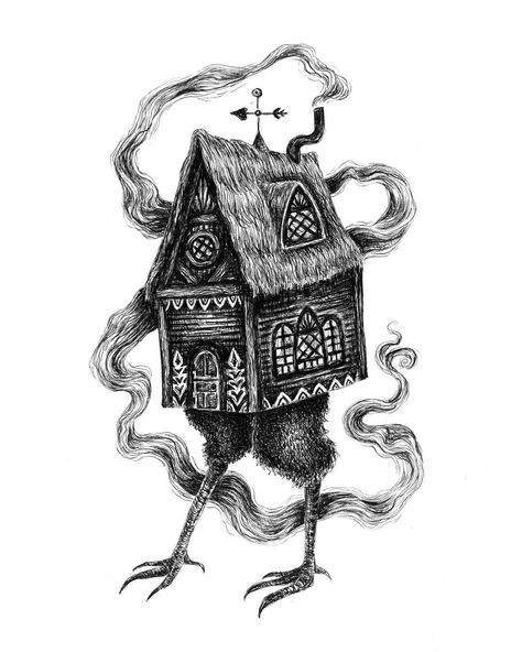 Brett Manning on Instagram: “Baba Yaga's House 🌲🏠🍗🍗🔮 #ink #art #illustration #drawing #folklore #witch #babayaga #house #witchhouse #legend #lore #spoopy” Baba Yaga House, Baba Jaga, Slavic Folklore, Outdoors Tattoo, Baba Yaga, House Illustration, Home Tattoo, Witch House, House Drawing