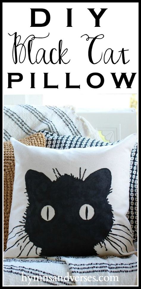 Make this No Sew DIY Black Cat Pillow Cover for your Fall and Halloween Decor. It's easy and I include the cat template for you. Cat Crafts For Adults, Fall And Halloween Decor, Black Cat Pillow, Cat Template, Cat Outline, Cat Pillow Cover, Halloween Pillows Covers, Diy Pillow Covers, Crafts For Adults