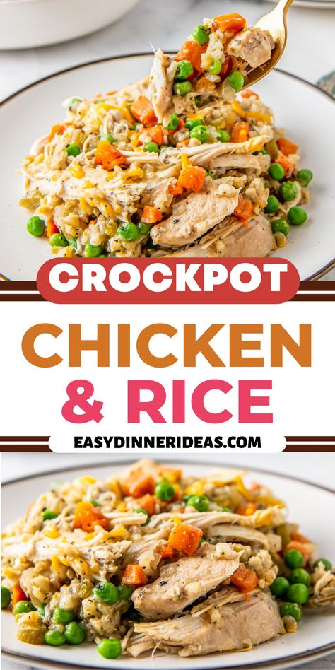 Our Crockpot Chicken and Rice is going to make everyone happy at your dinner table. It has chicken, vegetables, and cheesy rice. It's so easy to make and has ingredients that everyone will love! Crock Pot Chicken And Rice, Crockpot Rice Recipes, Chicken And Rice Crockpot, Balkan Food, Chicken And Rice Recipe, Easy Crockpot Chicken, Crock Pot Chicken, Chicken And Rice, Best Chicken Recipes