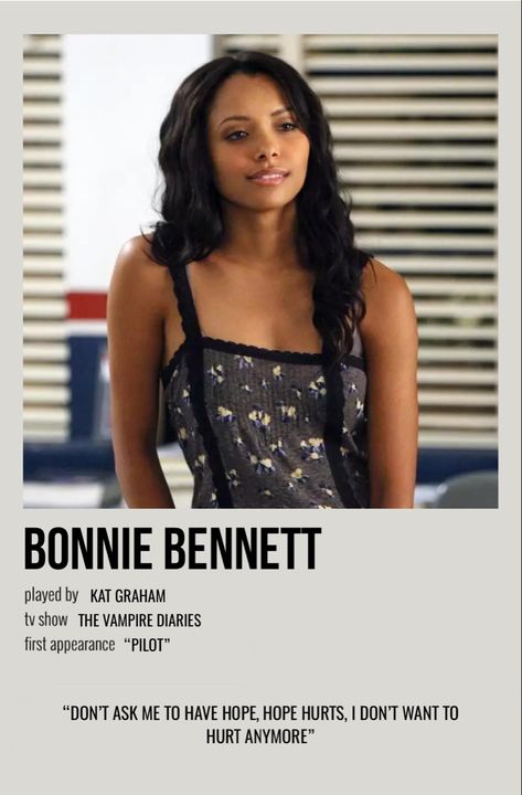 Vampire Diaries Poster Polaroid, Vampire Diaries Polaroid, Bonnie Bennett Quotes, Tvd Poster, The Vampire Diaries Poster, Vampire Diaries Bonnie, Vampire Diaries Characters, Tvd Character, Tvd Characters