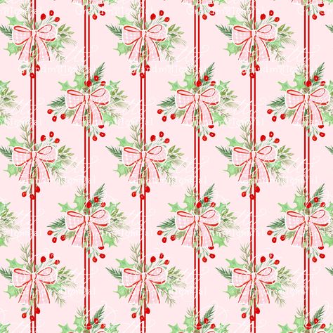 Bows Pattern, Christmas Berries, Christmas Phone Wallpaper, Cute Christmas Wallpaper, Christmas Stationery, Christmas Inspo, Bow Pattern, Christmas Bows, Christmas Aesthetic