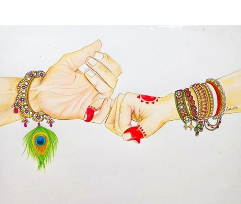 Radhakrishna Painting Easy, Radha Krishna Hand Drawing, Radha Krishna Hands Images, Radha Krishna Hand, Love Couple Wallpaper, Pencil Sketch Images, Peace Illustration, Ram Photos, Beautiful Art Paintings