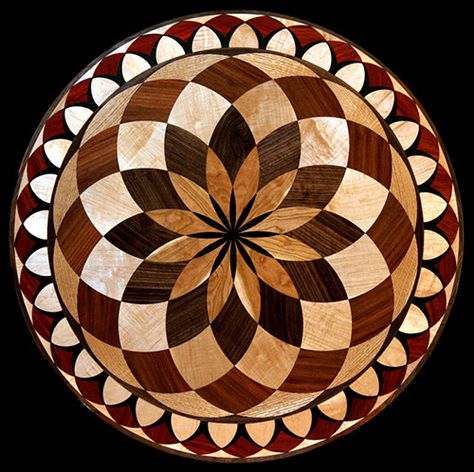 A very popular transitional wood flooring medallion inlay. Shown with Wenge, Maple, Brazilian Cherry, Padauk, Walnut. Colors & size are customizable. Bois Intarsia, Medallion Wall Art, Marble Medallion, Wooden Inlay, Wood Floor Pattern, Floor Medallion, Parquetry, Wood Inlay, Wood Creations