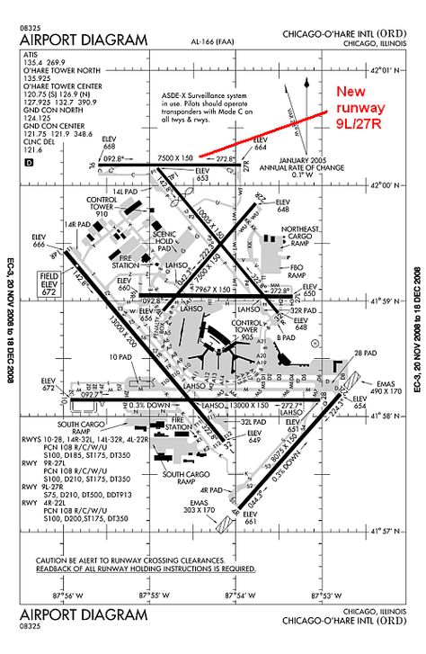 Airport Diagram, Airport Layout, Ohare Airport, Airport Architecture, O'hare International Airport, Chicago Airport, Flight Instruction, Airport Guide, Aviation Education