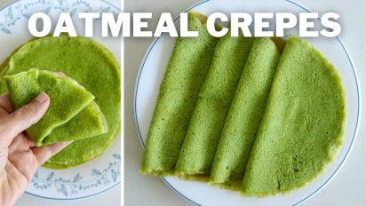 Healthy Oatmeal Spinach Crepes Recipe Spinach Crepes Recipe, Oatmeal Crepes, Spinach Crepes, Banana Oatmeal Muffins Healthy, Granola Bar Recipe Healthy, The Cooking Foodie, Vegan Granola Bars, Homemade Granola Bars Healthy, Oat Bar Recipes