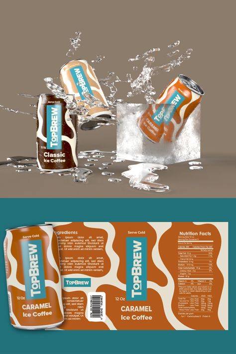 graphic design project - iced coffee packaging design. Canned Coffee, Coffee Packaging Design, Adobe Dimension, Coffee Serving, Ice Coffee, Graphic Design Packaging, Coffee Packaging, Design Packaging, Graphic Design Projects