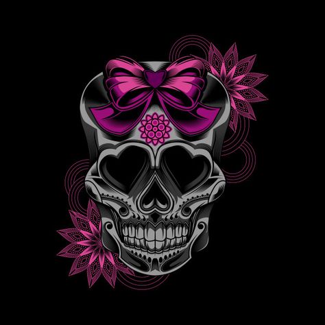 Discover thousands of Premium vectors available in AI and EPS formats Sugar Skull Art Drawing, Girly Skull Tattoos, Sugar Skull Wallpaper, Lady Illustration, Colorful Skull Art, Skull Quote, Sugar Skull Artwork, Girl Skull, Skull Art Drawing