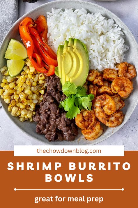 Shrimp Taco Rice Bowl, Shrimp Black Beans Rice, Shrimp Black Beans Corn, Shrimp Rice And Beans, Spicy Shrimp Burrito Bowl, Shrimp Power Bowl, Rice And Shrimp Bowl, Shrimp Protein Bowl, Baja Shrimp Bowl