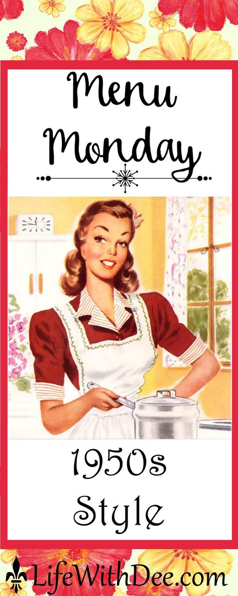 This week we're going to eat like it's 1955. I spent a couple of hours this weekend looking through old cookbooks and family recipes. It's going to be fun! 1950s Food, Old Cookbooks, Meal Planning Menus, Vintage Housewife, Cafe Kitchen, Retro Housewife, Vintage Cooking, Vintage Cafe, Menu Planners