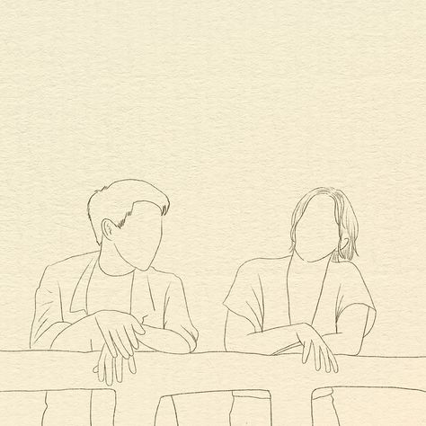 Falling In Love Sketches, Couple Singing Drawing, Falling In Love Drawing, Couple Background, Singing Drawing, Line Drawing Illustration, Relationship Drawings, Simple Line Drawing, Aesthetic Illustration