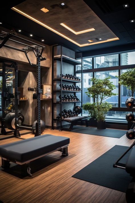 Black Gym Interior, Dream Gym, Dream Home Gym, Gym Design Interior, Wellness Room, House Gym, Luxury Gym, Dressing Design, Home Gym Garage