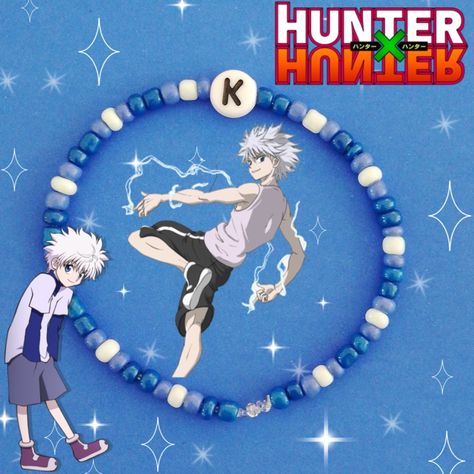 Killua Zoldyck seed bead bracelet Anime Jewelry Bracelets, Hunter X Hunter Bracelet, Anime Beaded Jewelry, Killua Bracelet, Anime Beaded Bracelets, Anime Bracelet Ideas, Anime Bead Bracelet, Anime Jewellery, Anime Bracelet