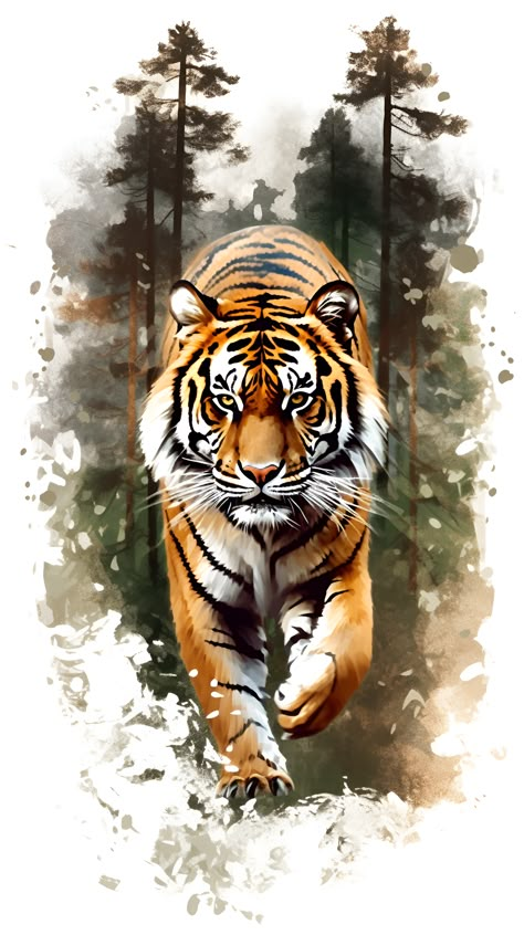 Captivating watercolor tiger painting showcasing vibrant colors and dynamic strokes. Explore the majestic beauty and wild spirit. Experience the radiance of the tiger in watercolor form. How To Paint A Tiger, Painting Of Tiger, Tiger Watercolor Painting, Tiger Art Drawing, Tiger Paintings, Tiger Watercolor, Big Cat Tattoo, Art Tigre, Save The Tiger