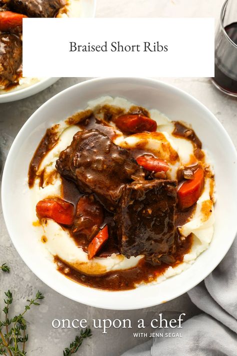 Braised Short Ribs Christmas Braised Short Ribs, Daniel Boulud Short Ribs, Beef Short Ribs With Polenta, Ina Garten Beef Short Ribs, Short Rib Christmas Dinner, Short Ribs For A Crowd, Short Ribs Half Baked Harvest, Best Braised Short Ribs Recipe, Christmas Main Course Meat