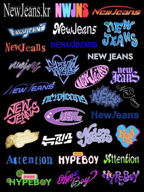 Adore Logo Design, Newjeans Name Logo, New Jeans Graphic Design Posters, Logo New Jeans Kpop, Omg Newjeans Logo, Newjeans Logos, New Jeans Logo Kpop, New Jeans Font, Newjeans Font