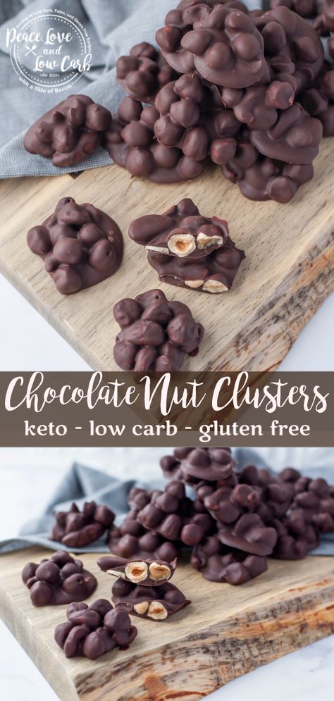 These Keto Chocolate Nut Clusters are the perfect quick and easy low carb sweet treat. Chocolate Nut Clusters, Chocolate Nuts Clusters, Galletas Keto, Nut Clusters, Peace Love And Low Carb, Desserts Keto, Postre Keto, Keto Candy, Fat Bomb