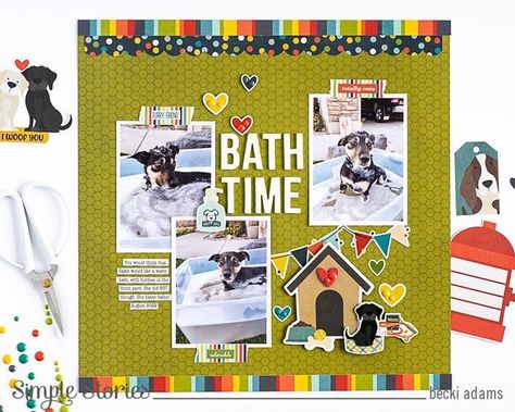 Dog Scrapbook Layouts Ideas, Dog Birthday Scrapbook Layouts, Puppy Scrapbook Layouts, Echo Park I Love My Dog Layouts, Dog Scrapbook Layouts, Birthday Scrapbook Layouts, Board Sayings, Dog Scrapbook, Pet Scrapbook