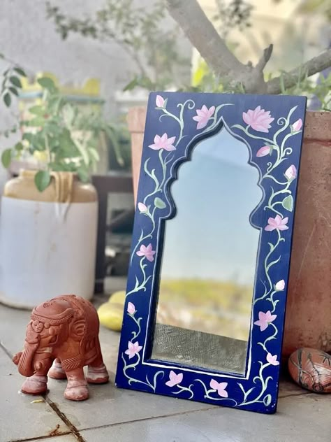 Jarokha Art, Jharoka Mirror, Jharokha Mirror, Mirror Canvas Art, Wedding Illustration Card, Birthday Balloons Pictures, Ganpati Decoration Design, Pichwai Paintings, Diy Wall Art Decor