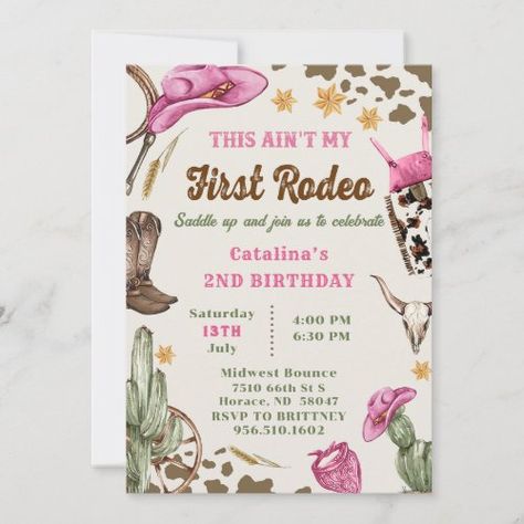 Western This Ain't My First Rodeo 2nd Birthday In Invitation | Zazzle Rodeo 2nd Birthday, Cowboy Party Invitations, My 1st Rodeo, Rodeo Birthday Invitations, Second Rodeo, Rodeo Birthday Parties, 1st Rodeo, Western Birthday Party, Rustic Birthday